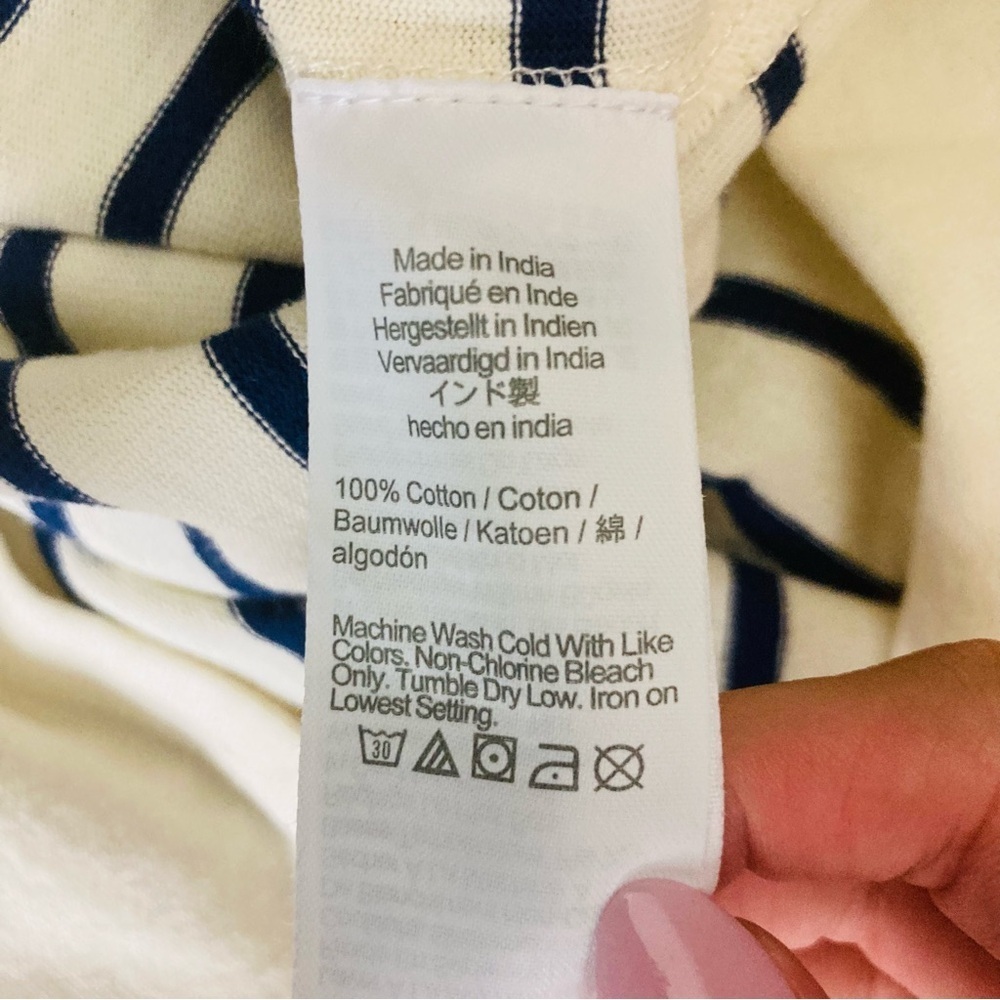 J. Crew white and navy Breton striped long sleeve cropped sailor top. Medium - Picture 8 of 8